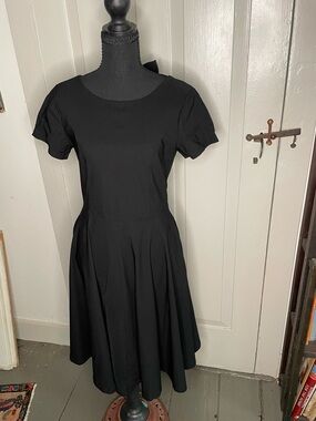Black tie back dress with full circle skirt